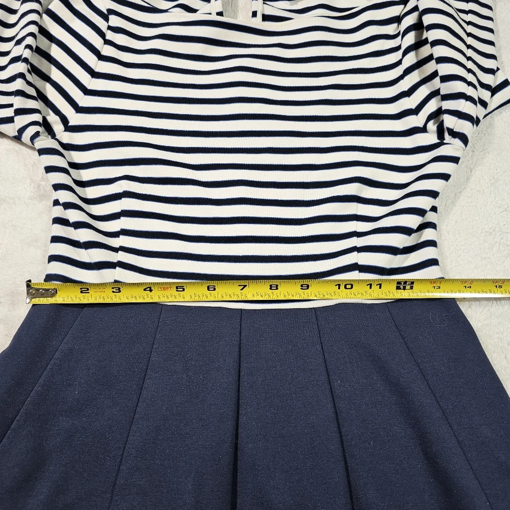 Kate Spade Navy and White Midi Dress Size 6